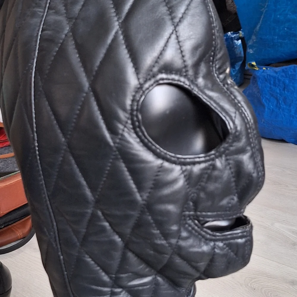 Black Head Mask Bondage leather mask Unisex erotic mask